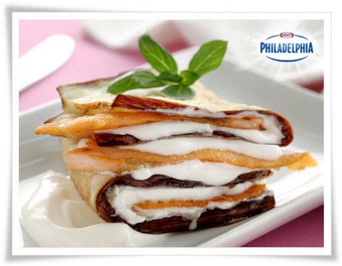 Receta lasaña salmón y berenjena con Philadelphia