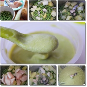 Puré de guisantes y pollo. Pasos