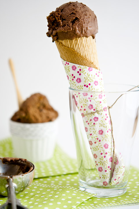 Helado de yogur y chocolate