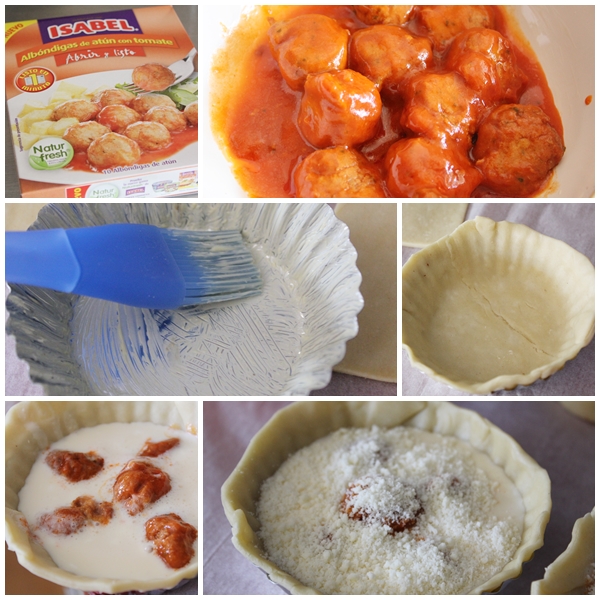Quiche de albondigas de atun Isabel, paso a paso.