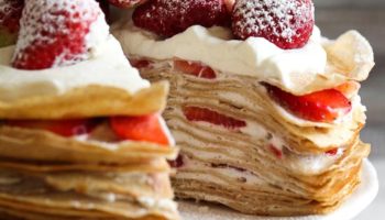 pancake cake with strawberries