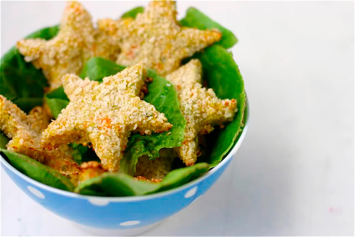 Nuggets de pollo y verduras al horno para niños (crujientes y saludables)