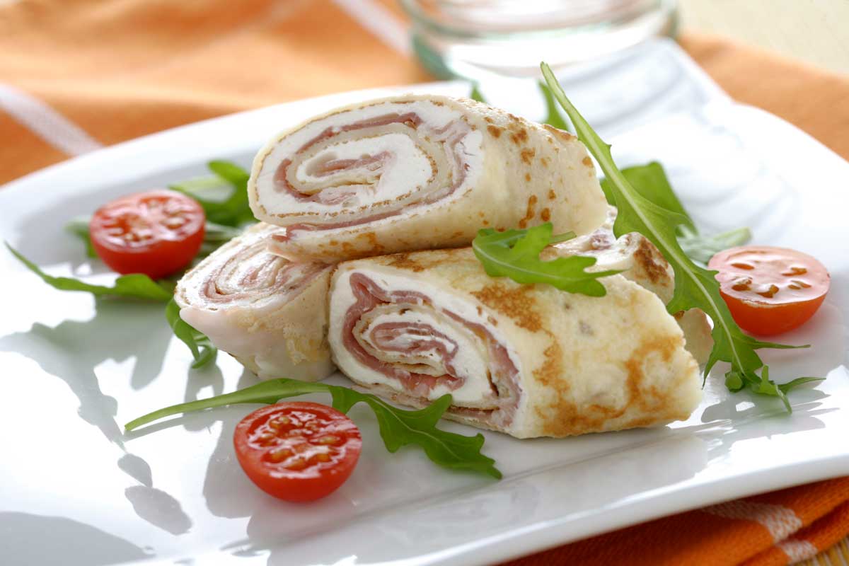 Crepes rellenos de Jamón Ibérico y queso Philadelphia