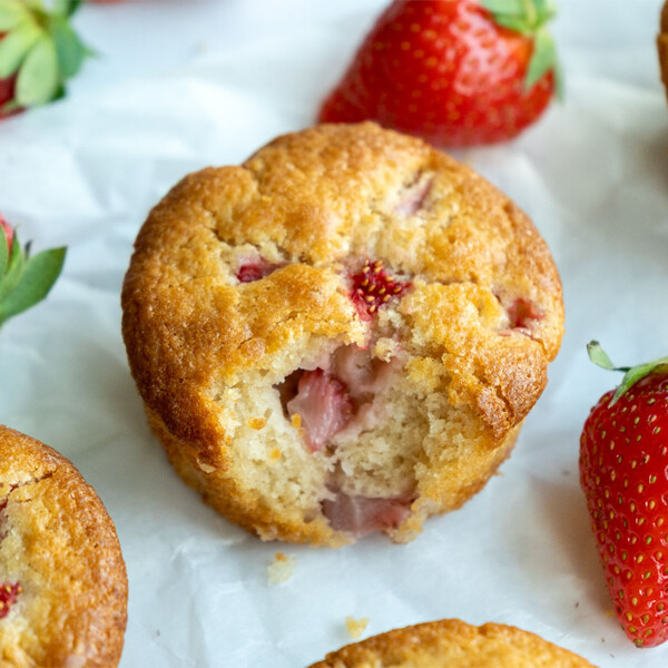 Muffins de fresa esponjosos