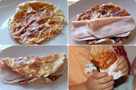 Crepes de queso y pechuga de pavo