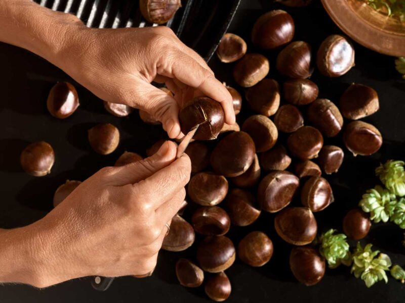 cortar castanas para asar Cómo asar castañas al horno cortar castañas para asar