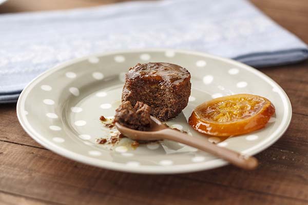 Flan de chocolate y naranja confitada 05