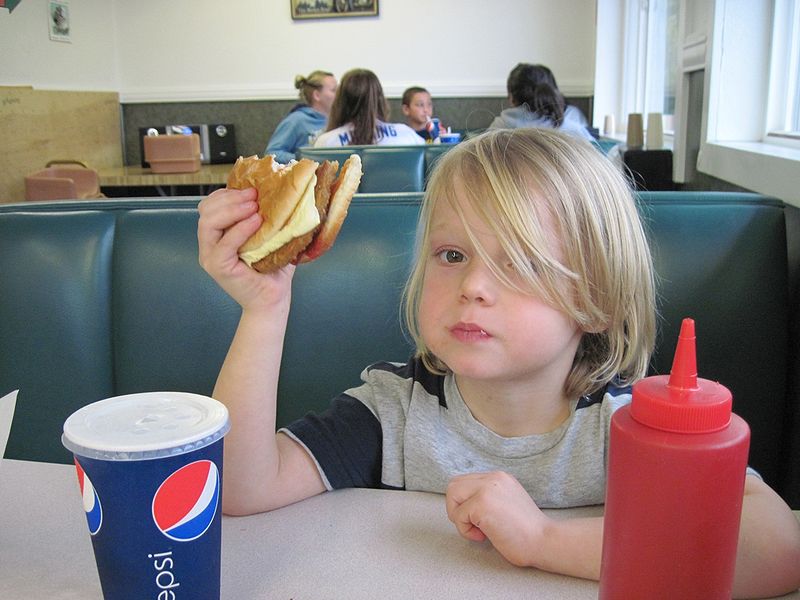 800Px Kid Eating Veggie Burger Cc Flickr User Kellyhogaboom1 - Fast Food En La Infancia Y El Embarazo