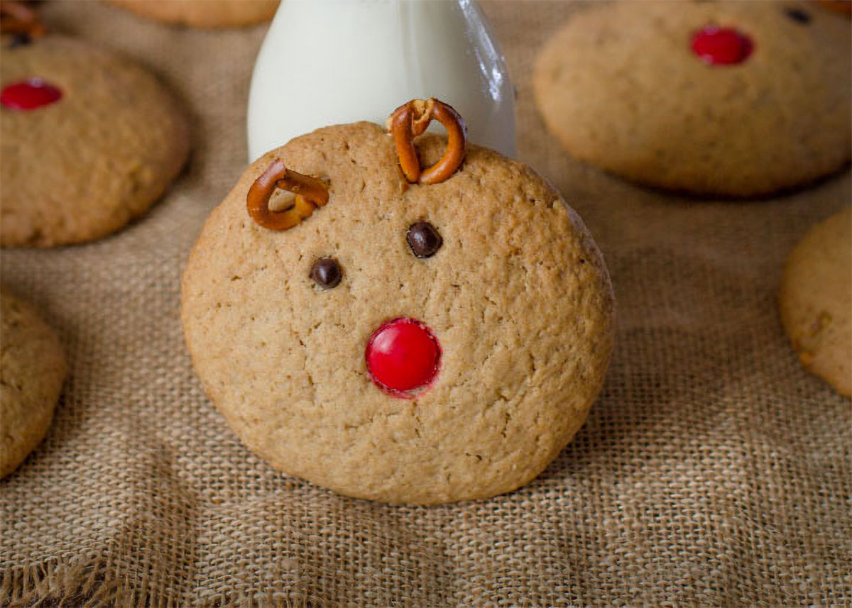Galletas reno navideñas de vainilla y nueces