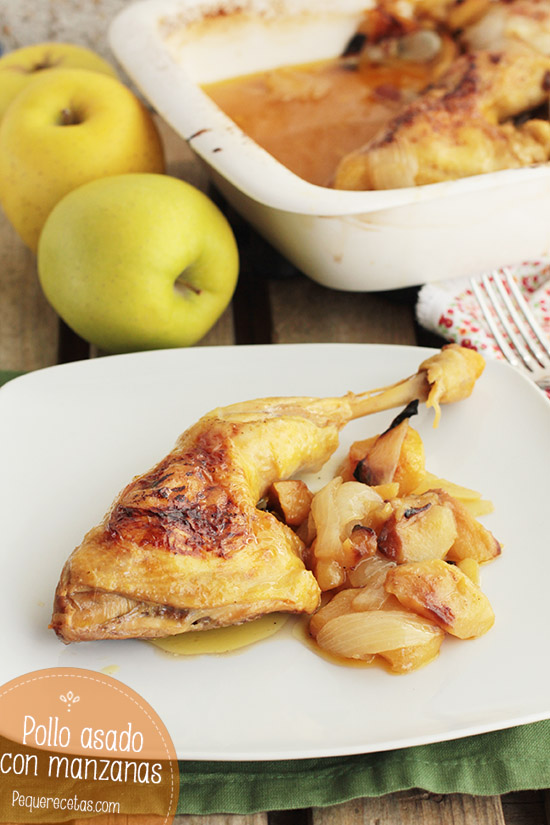 Pollo al horno con manzanas