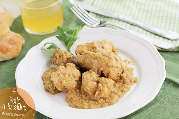 pollo con manzanas y sidra