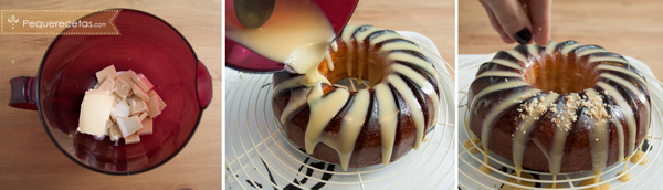 bizcocho de avellanas con cobertura de chocolate blanco