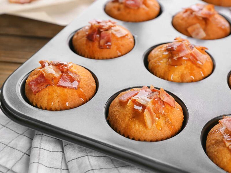 magdalenas saladas de bacon con sirope de arce