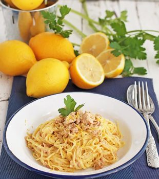 espaguetis al limon con atun