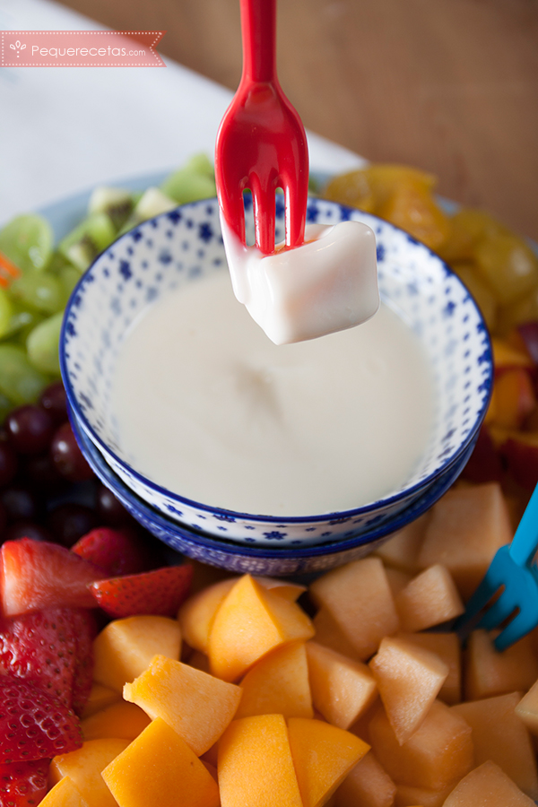 fondue fría de frutas y yogur