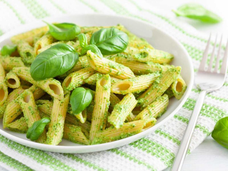 pasta al pesto de espinacas