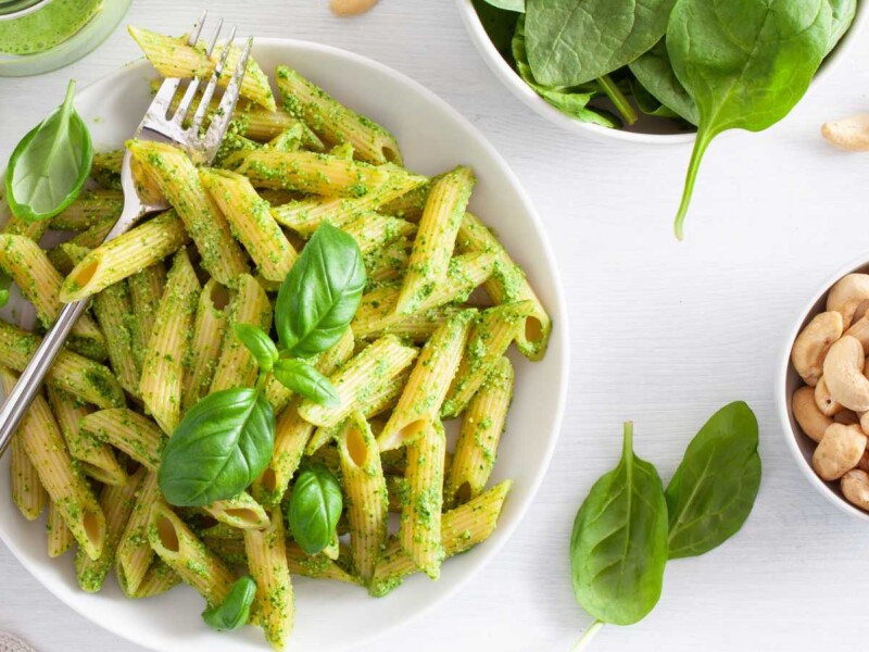 pasta con pesto de espinacas