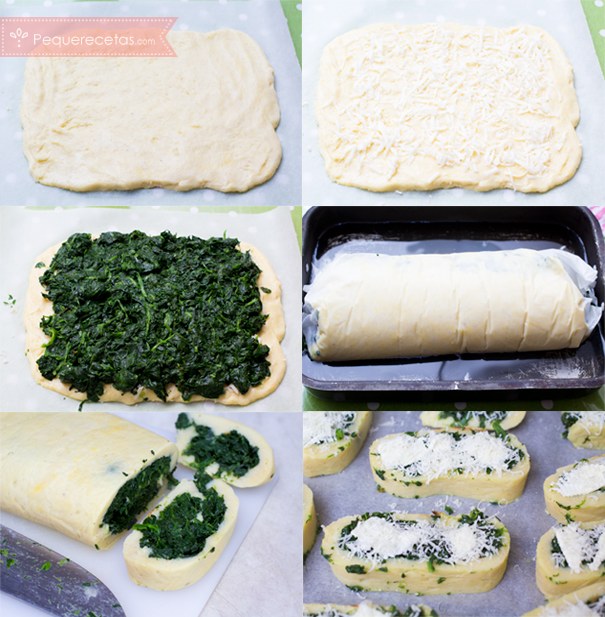 Rollo de patatas y espinacas