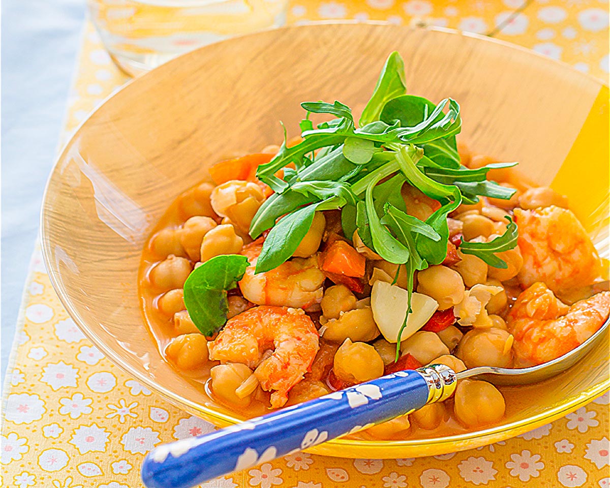 Garbanzos Con Langostinos Receta Facil