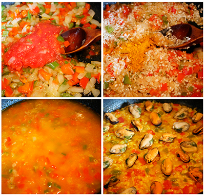 arroz con mejillones pasos