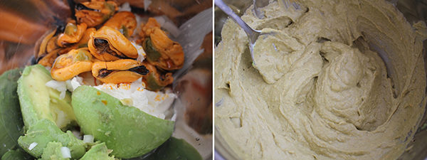 Huevos rellenos de aguacate y mejillones receta