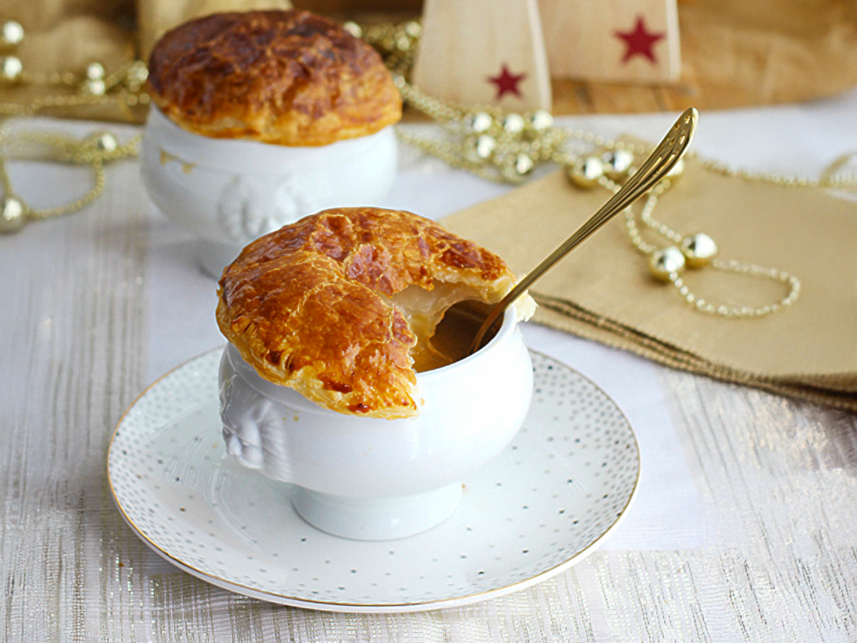 crema de mejillones con hojaldre para navidad