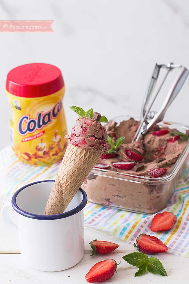 helado cucurucho fresas cola cao
