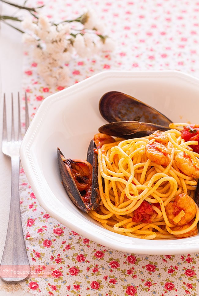 receta espaguetis a la marinera