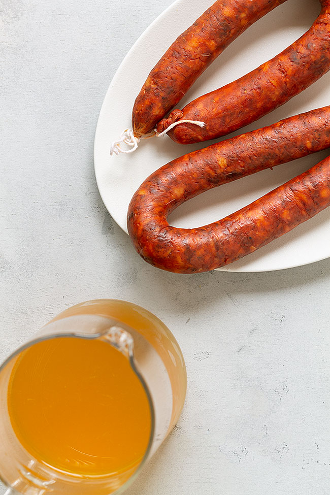 chorizo sin cuerda, sidra