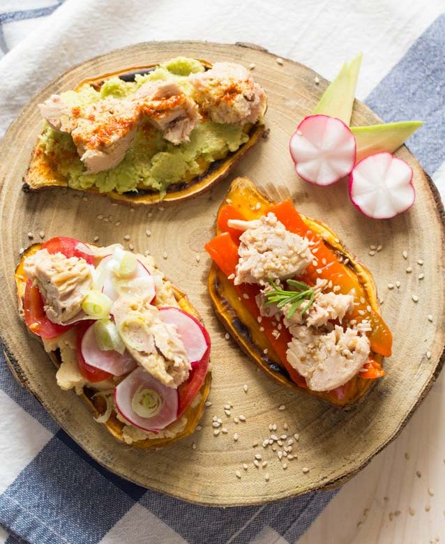 tostas de boniato con atun
