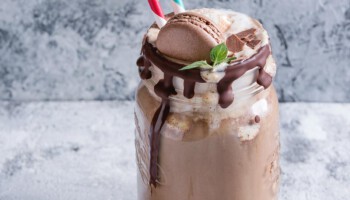 chocolate milkshake with ice cream
