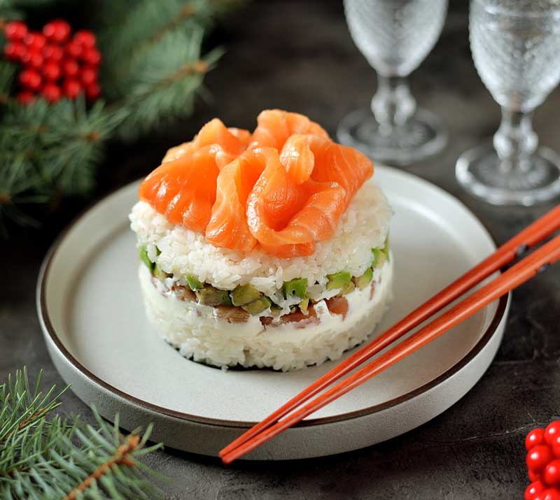 aperitivos de sushi para navidad