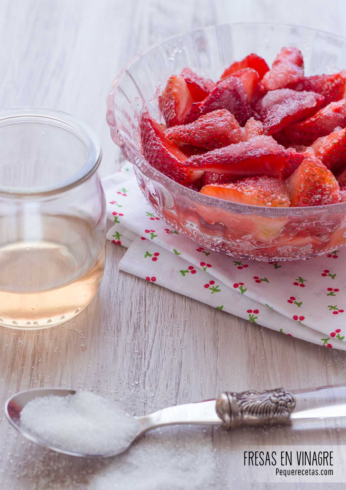 fresas en vinagre y azucar
