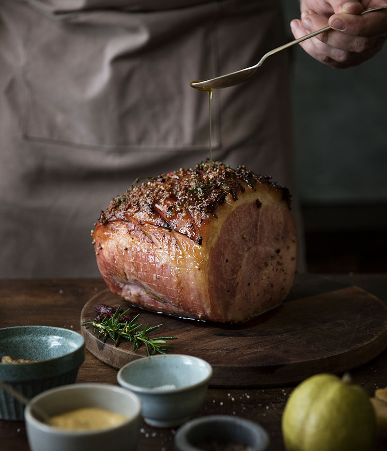 Jamón al horno con miel