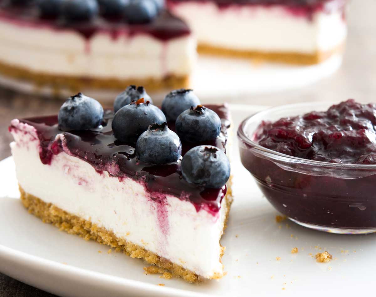tarta de queso con arándanos sin horno