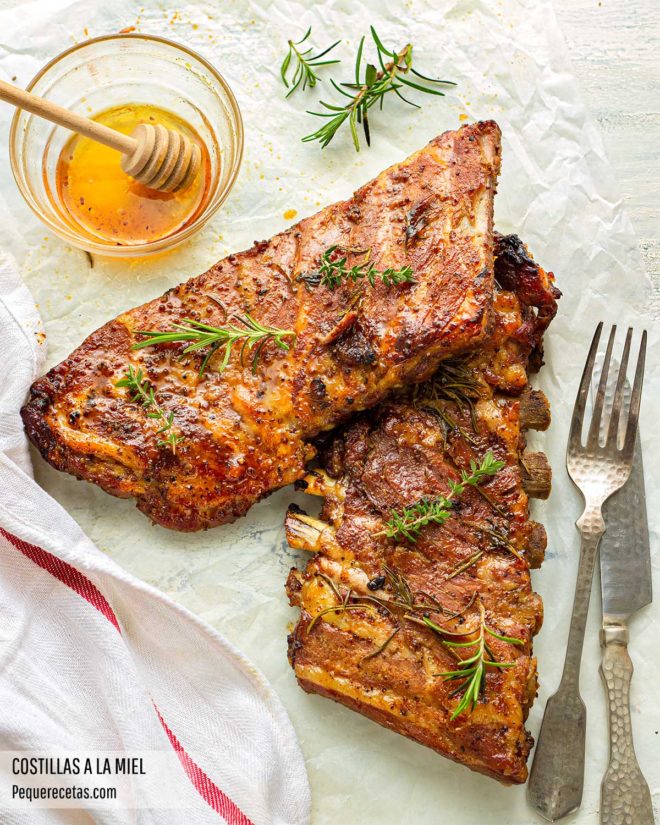 Costillas a la miel al horno (receta de costillas jugosas con miel y