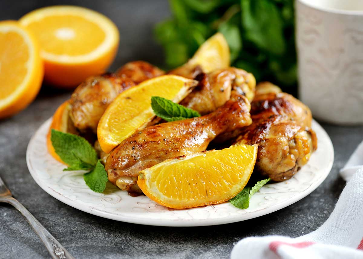 muslos de pollo a la naranja