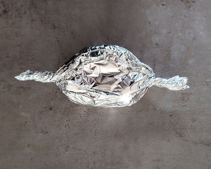 Roasted potatoes in aluminum foil