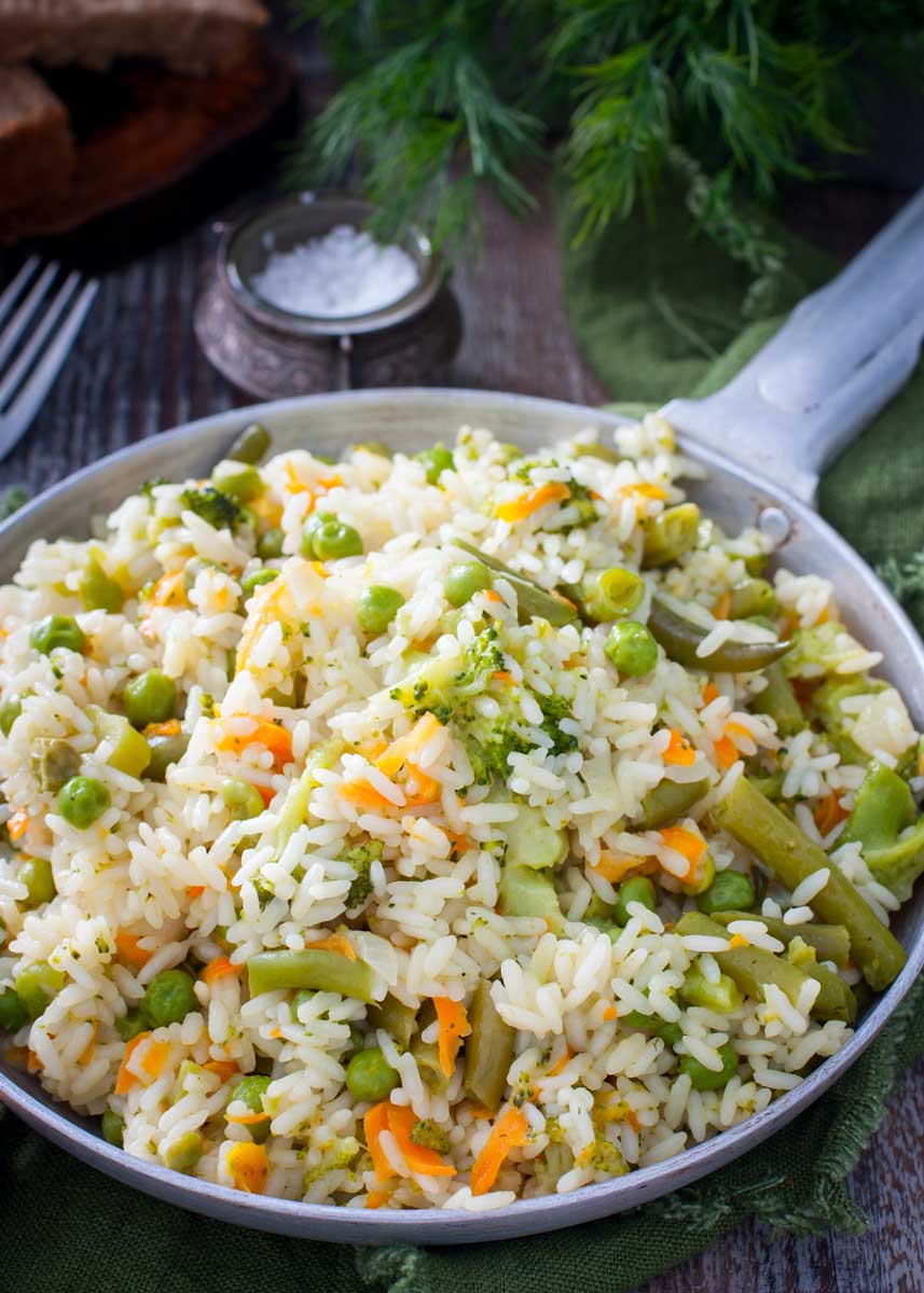 arroz blanco con verduras