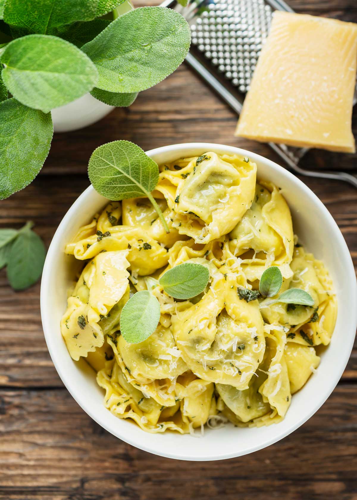 tortellini with butter sauce and sage