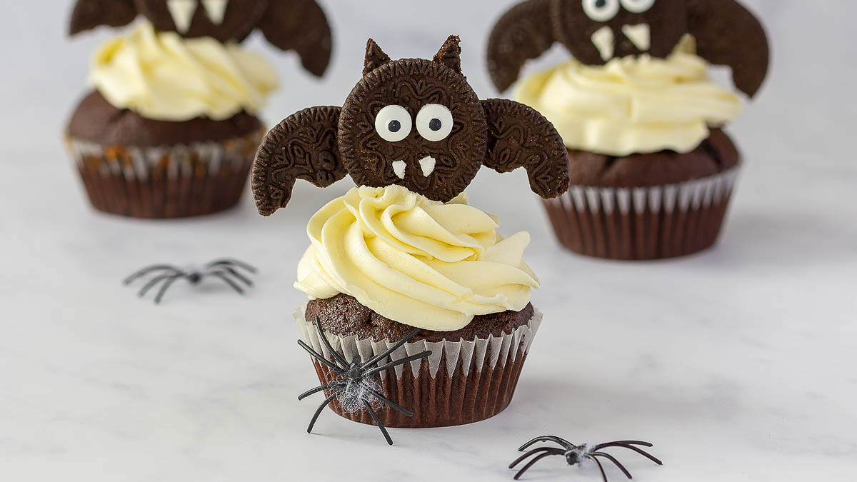 Cupcakes murciélago de Halloween