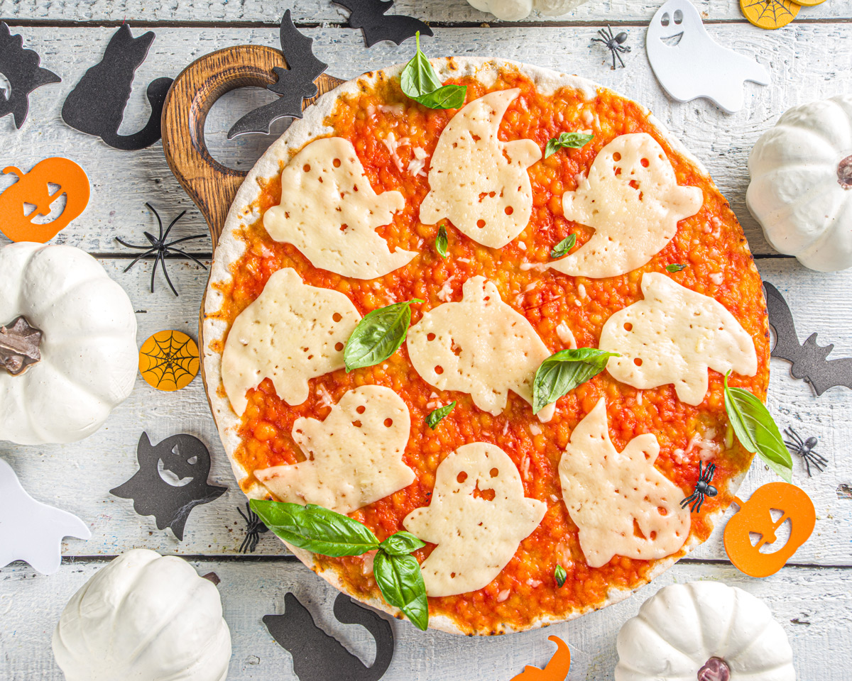 pizza Halloween de fantasmas