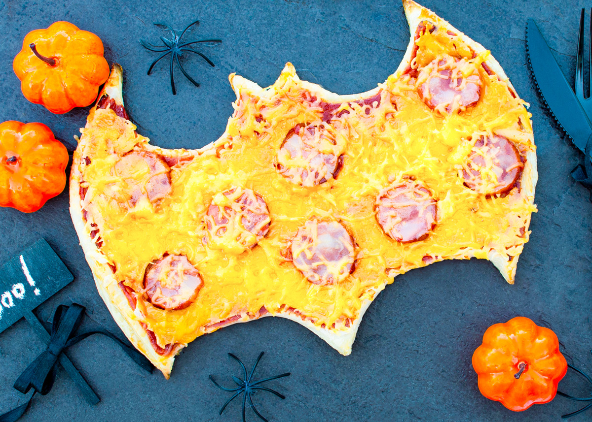 pizza murcielago de Halloween