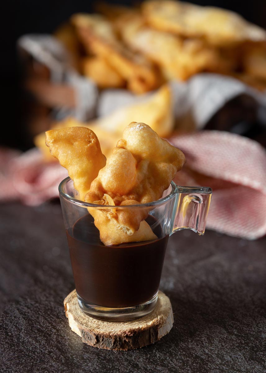 chiacchiere o frape con chocolate