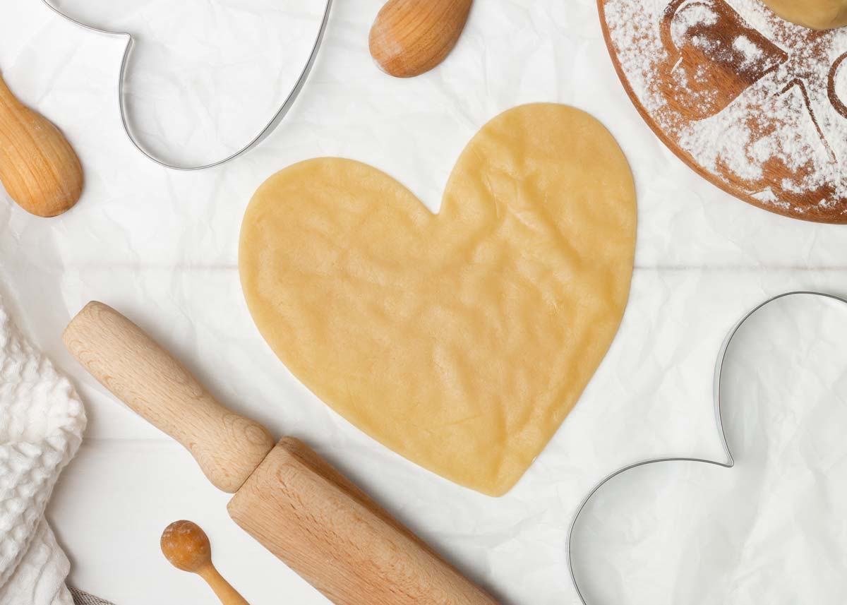 masa de galletas en forma de corazon