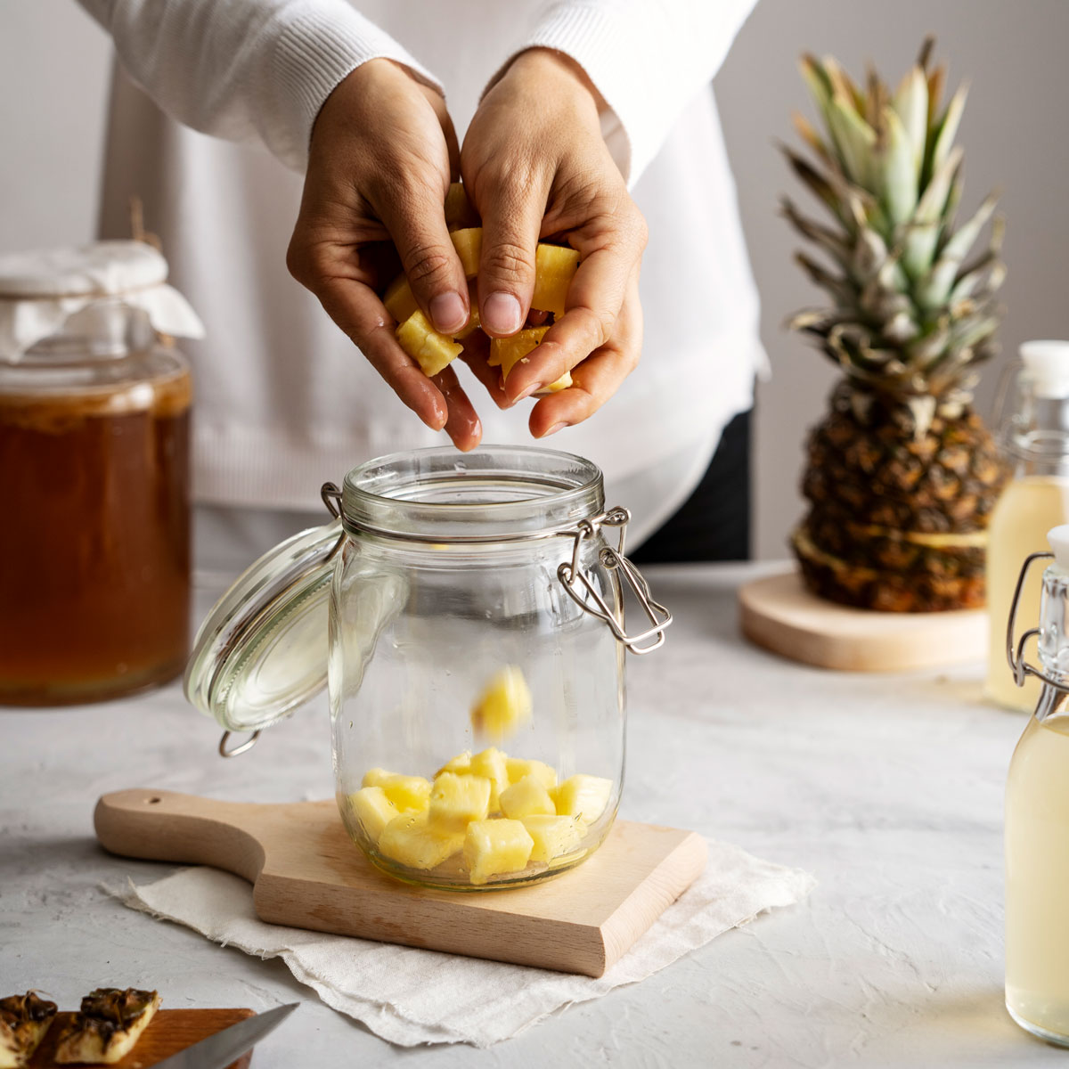 ingredientes kombucha de piña casera