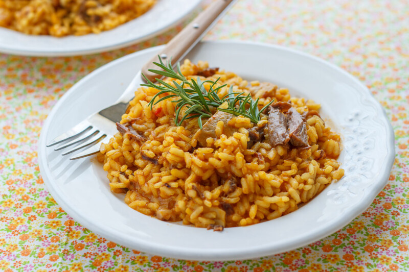 como hacer arroz con setas y secreto iberico