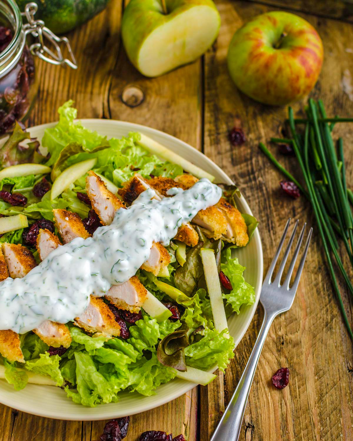 ensalada de pollo con manzana