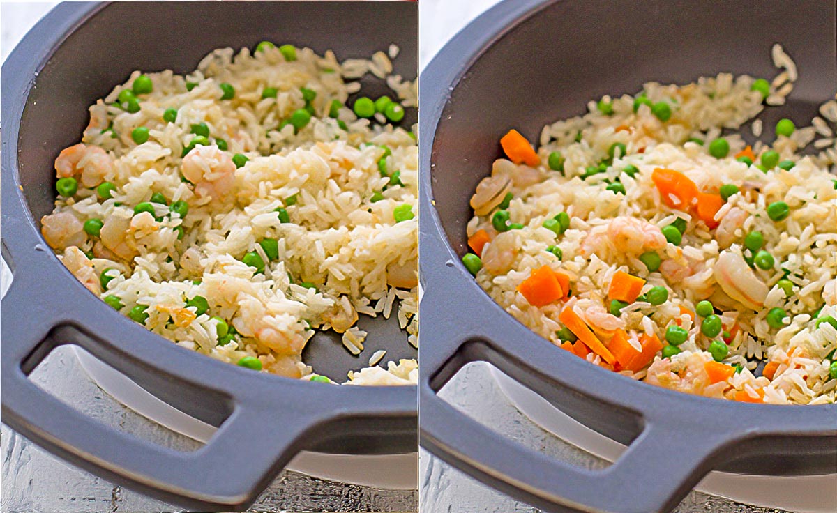 verduras y gambas para arroz tres delicias Arroz tres delicias chino