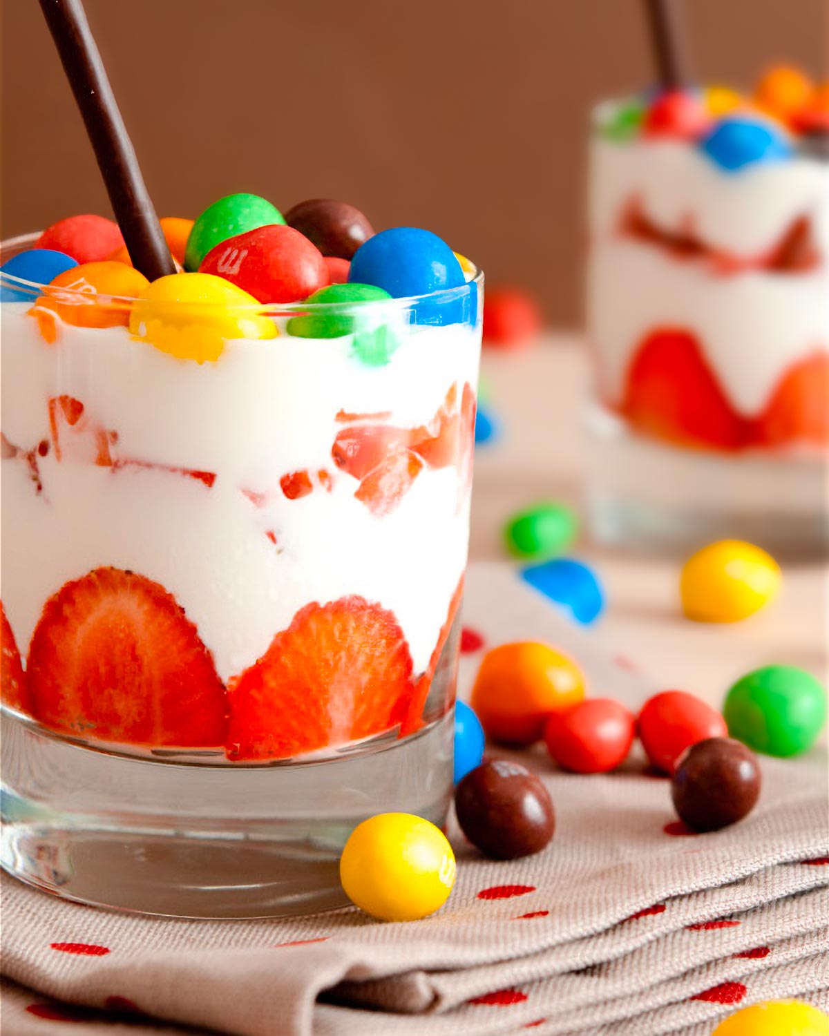 strawberry dessert with yogurt and chocolate